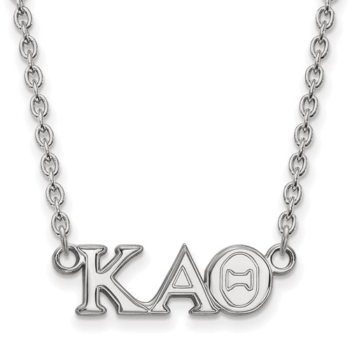 Sterling Silver Rhodium-plated LogoArt Kappa Alpha Theta Sorority Greek Letters Medium Pendant Necklace, 18"