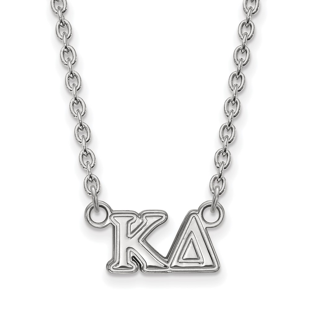 Sterling Silver Rhodium-plated LogoArt Kappa Delta Sorority Greek Letters Medium Pendant Necklace, 18"
