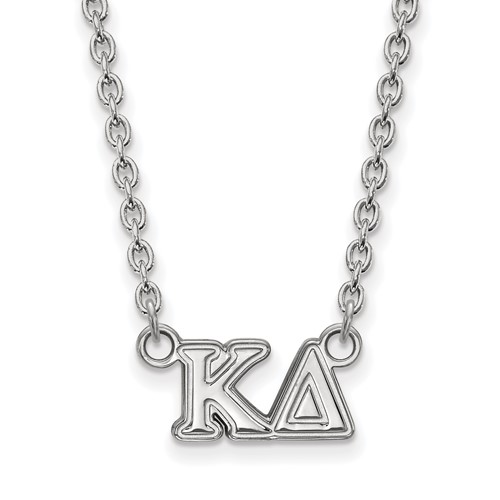 Sterling Silver Rhodium-plated LogoArt Kappa Delta Sorority Greek Letters Medium Pendant Necklace, 18"