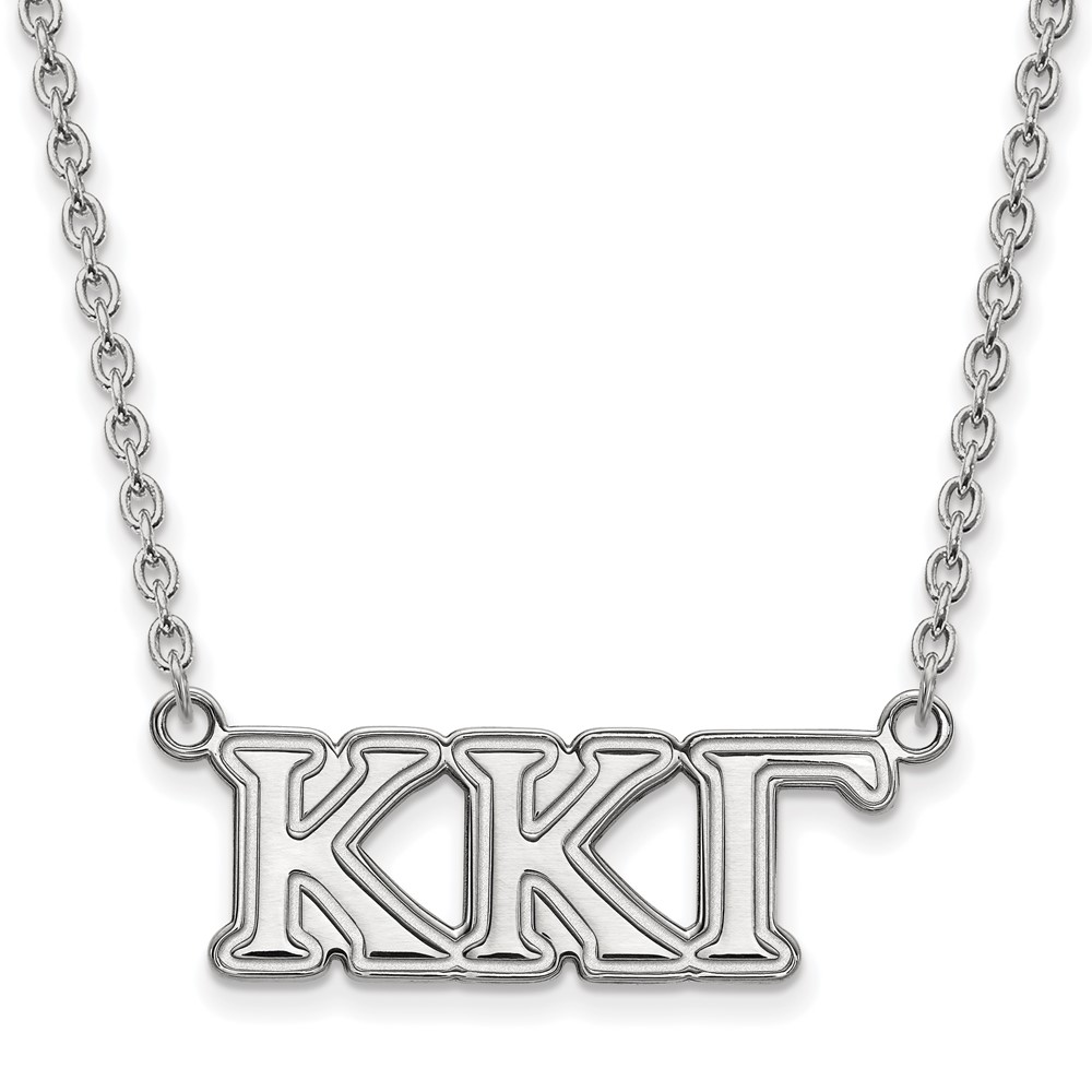 Sterling Silver Rhodium-plated LogoArt Kappa Kappa Gamma Sorority Greek Letters Medium Pendant Necklace, 18"
