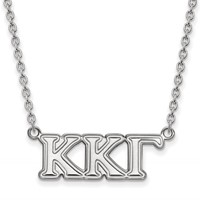 Sterling Silver Rhodium-plated LogoArt Kappa Kappa Gamma Sorority Greek Letters Medium Pendant Necklace, 18" view 1