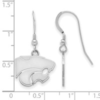 Sterling Silver Rhodium-plated LogoArt Kansas State University Wildcat Small Dangle Wire Earrings view 2