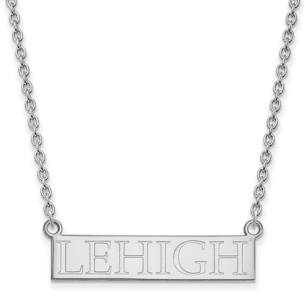 Sterling Silver Rhodium-plated LogoArt Lehigh University Large Bar Pendant Necklace, 18"