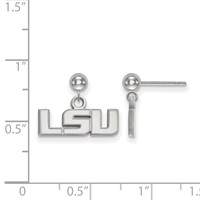 Sterling Silver Rhodium-plated LogoArt Louisiana State University L-s-u Dangle Ball Post Earrings view 2