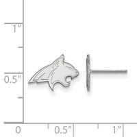 Sterling Silver Rhodium-plated LogoArt Montana State University Bobcat Extra Small Post Earrings view 2