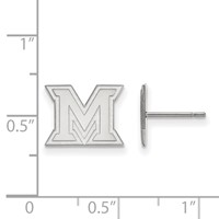Sterling Silver Rhodium-plated LogoArt Miami University Ohio Letter M Extra Small Post Earrings view 2