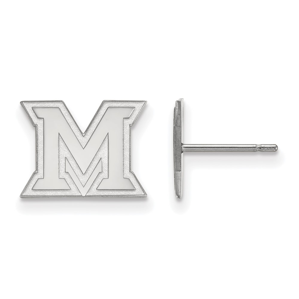 Sterling Silver Rhodium-plated LogoArt Miami University Ohio Letter M Extra Small Post Earrings