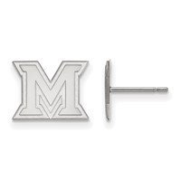 Sterling Silver Rhodium-plated LogoArt Miami University Ohio Letter M Extra Small Post Earrings view 1
