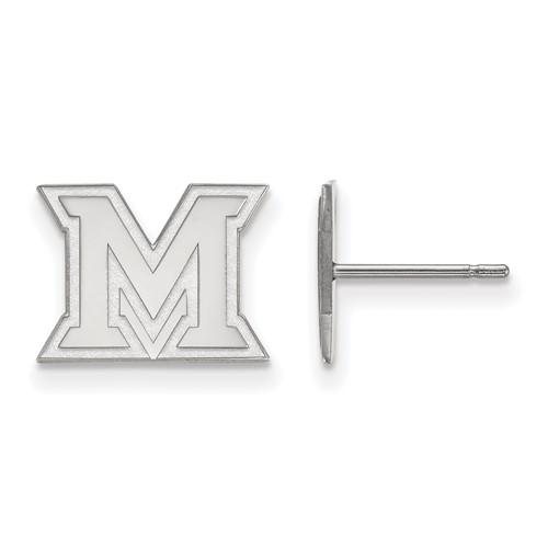 Sterling Silver Rhodium-plated LogoArt Miami University Ohio Letter M Extra Small Post Earrings
