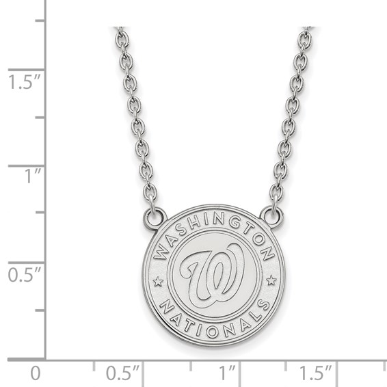 10k White Gold Major League Baseball LogoArt Washington Nationals Large Pendant Necklace