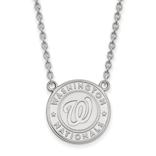 10k White Gold Major League Baseball LogoArt Washington Nationals Large Pendant Necklace