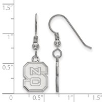 Sterling Silver Rhodium-plated LogoArt North Carolina State University N-c-s Small Dangle Wire Earrings view 2
