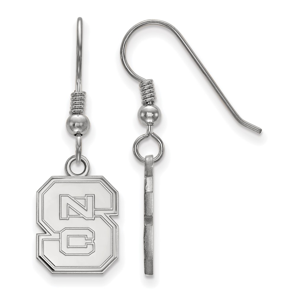 Sterling Silver Rhodium-plated LogoArt North Carolina State University N-c-s Small Dangle Wire Earrings