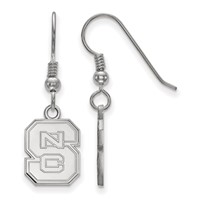 Sterling Silver Rhodium-plated LogoArt North Carolina State University N-c-s Small Dangle Wire Earrings view 1