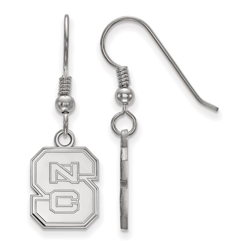Sterling Silver Rhodium-plated LogoArt North Carolina State University N-c-s Small Dangle Wire Earrings