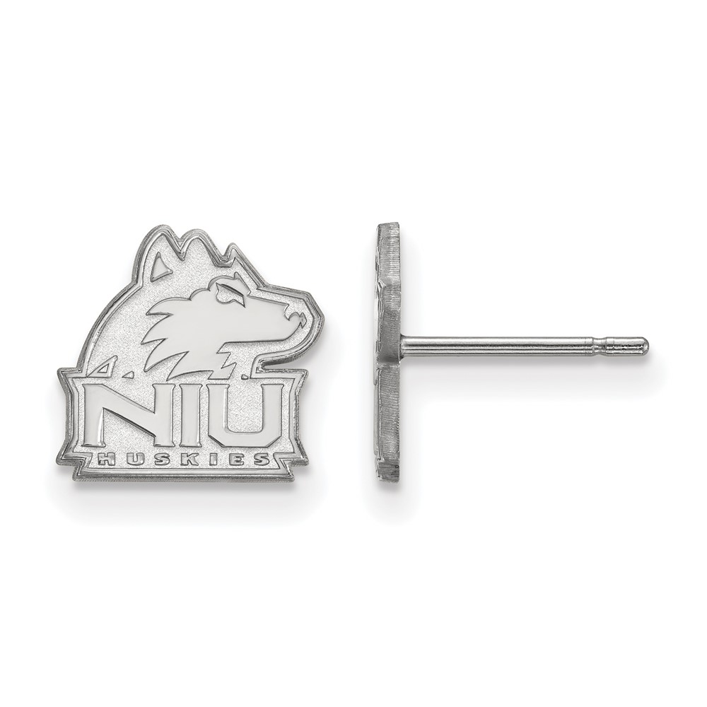 Sterling Silver Rhodium-plated LogoArt Northern Illinois University N-i-u Huskies Extra Small Post Earrings