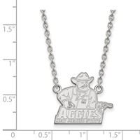 Sterling Silver Rhodium-plated LogoArt New Mexico State University Aggies Large Pendant Necklace, 18" view 2