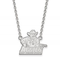 Sterling Silver Rhodium-plated LogoArt New Mexico State University Aggies Large Pendant Necklace, 18" view 1