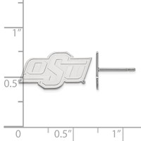Sterling Silver Rhodium-plated LogoArt Oklahoma State University O-s-u Extra Small Post Earrings view 2
