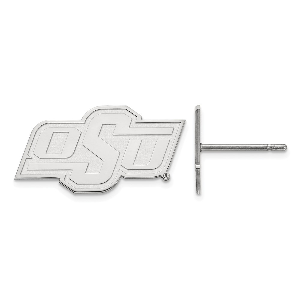 Sterling Silver Rhodium-plated LogoArt Oklahoma State University O-s-u Extra Small Post Earrings