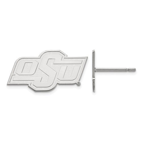 Sterling Silver Rhodium-plated LogoArt Oklahoma State University O-s-u Extra Small Post Earrings