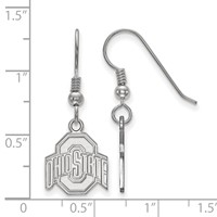 Sterling Silver Rhodium-plated LogoArt the Ohio State University Small Dangle Wire Earrings view 2