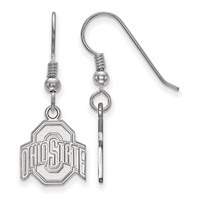 Sterling Silver Rhodium-plated LogoArt the Ohio State University Small Dangle Wire Earrings view 1