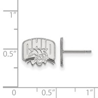 Sterling Silver Rhodium-plated LogoArt Ohio University Extra Small Post Earrings view 2