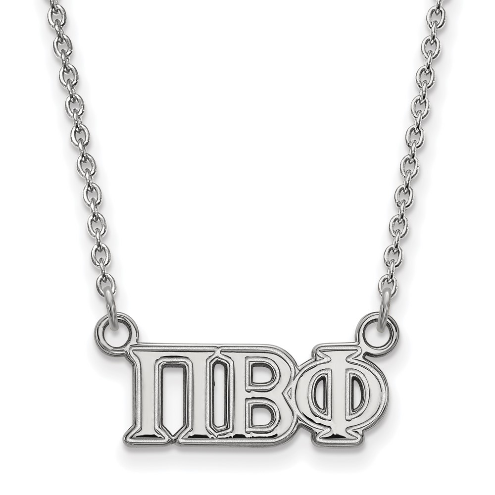 Sterling Silver Rhodium-plated LogoArt Pi Beta Phi Sorority Greek Letters Medium Pendant 18 Inch Necklace