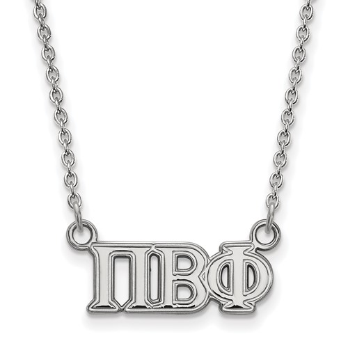 Sterling Silver Rhodium-plated LogoArt Pi Beta Phi Sorority Greek Letters Medium Pendant Necklace, 18"