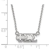 Sterling Silver Rhodium-plated LogoArt Phi Sigma Sigma Sorority Greek Letters Medium Pendant Necklace, 18" view 2