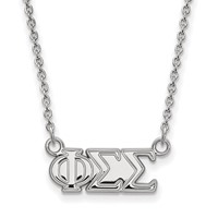 Sterling Silver Rhodium-plated LogoArt Phi Sigma Sigma Sorority Greek Letters Medium Pendant Necklace, 18" view 1