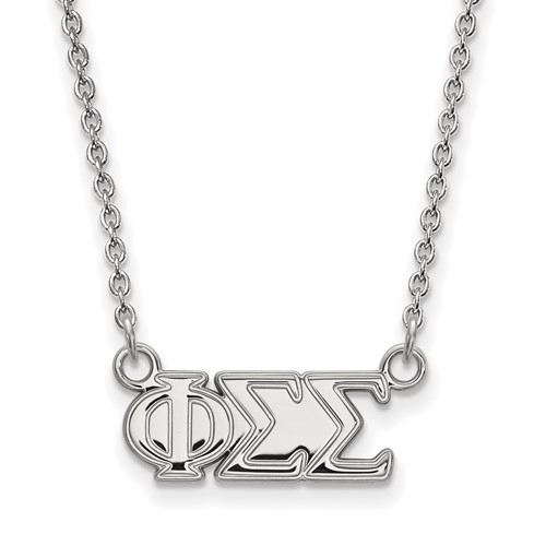 Sterling Silver Rhodium-plated LogoArt Phi Sigma Sigma Sorority Greek Letters Medium Pendant Necklace, 18"
