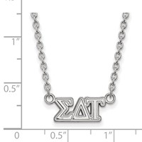 Sterling Silver Rhodium-plated LogoArt Sigma Delta Tau Sorority Greek Letters Medium Pendant Necklace, 18" view 2