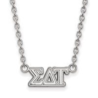 Sterling Silver Rhodium-plated LogoArt Sigma Delta Tau Sorority Greek Letters Medium Pendant Necklace, 18" view 1