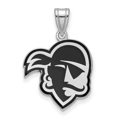 Sterling Silver Rhodium-plated LogoArt Seton Hall University Pirate Large Enameled Pendant