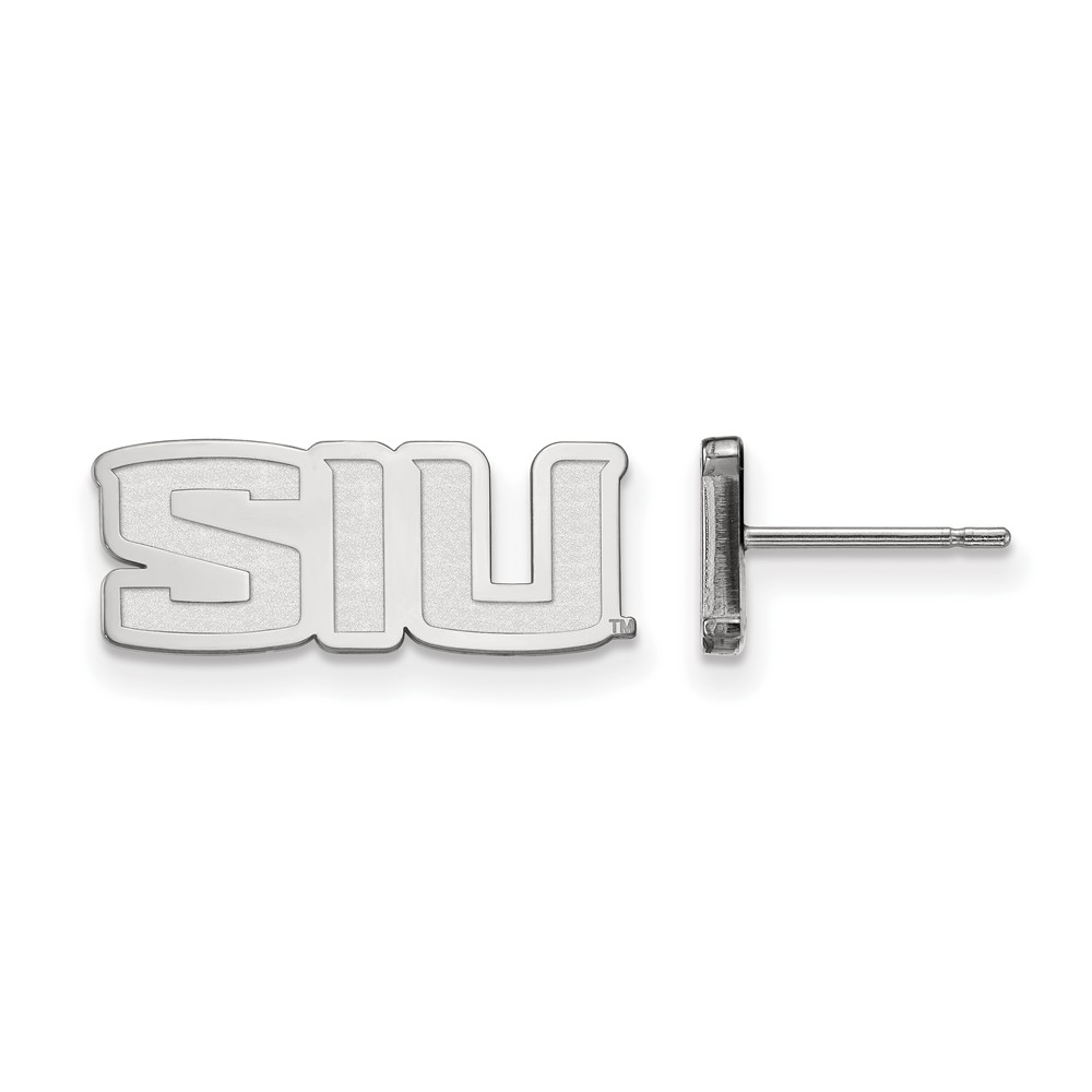 Sterling Silver Rhodium-plated LogoArt Southern Illinois University S-i-u Extra Small Post Earrings