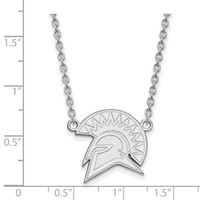 Sterling Silver Rhodium-plated LogoArt San Jose State University Spartan Large Pendant Necklace, 18" view 2