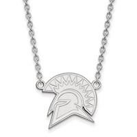 Sterling Silver Rhodium-plated LogoArt San Jose State University Spartan Large Pendant Necklace, 18" view 1