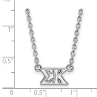 Sterling Silver Rhodium-plated LogoArt Sigma Kappa Sorority Greek Letters Medium Pendant Necklace, 18" view 2