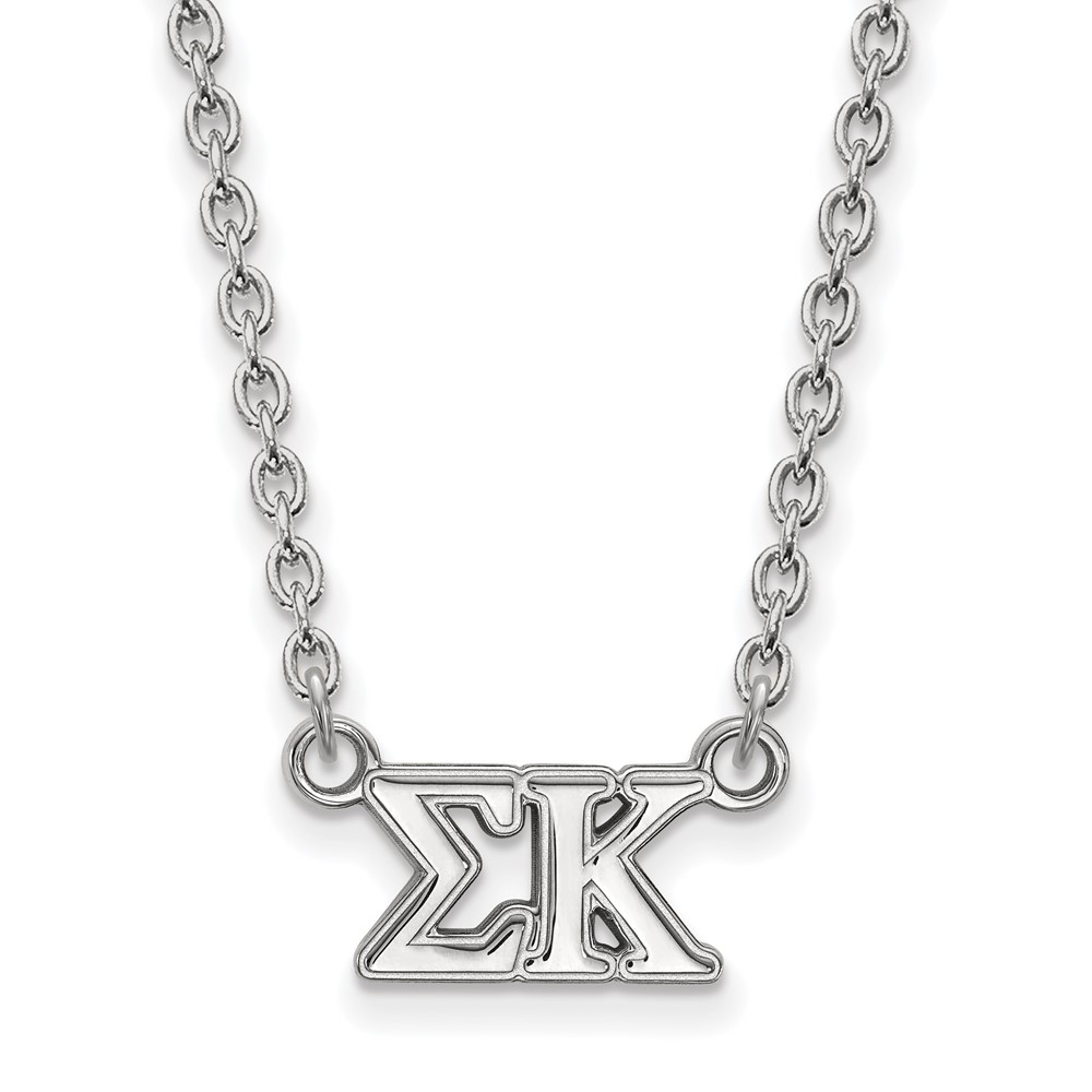 Sterling Silver Rhodium-plated LogoArt Sigma Kappa Sorority Greek Letters Medium Pendant Necklace, 18"