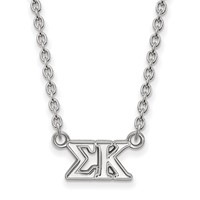 Sterling Silver Rhodium-plated LogoArt Sigma Kappa Sorority Greek Letters Medium Pendant Necklace, 18" view 1