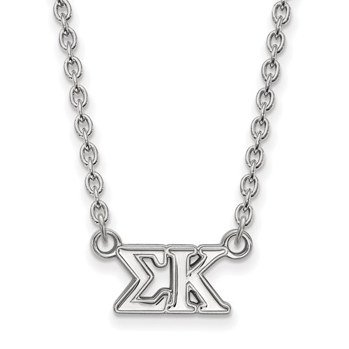 Sterling Silver Rhodium-plated LogoArt Sigma Kappa Sorority Greek Letters Medium Pendant Necklace, 18"