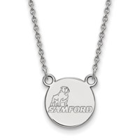 Sterling Silver Rhodium-plated LogoArt Samford University Small Disc Pendant Necklace, 18" view 1
