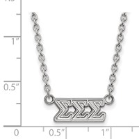 Sterling Silver Rhodium-plated LogoArt Sigma Sigma Sigma Sorority Greek Letters Medium Pendant Necklace, 18" view 2
