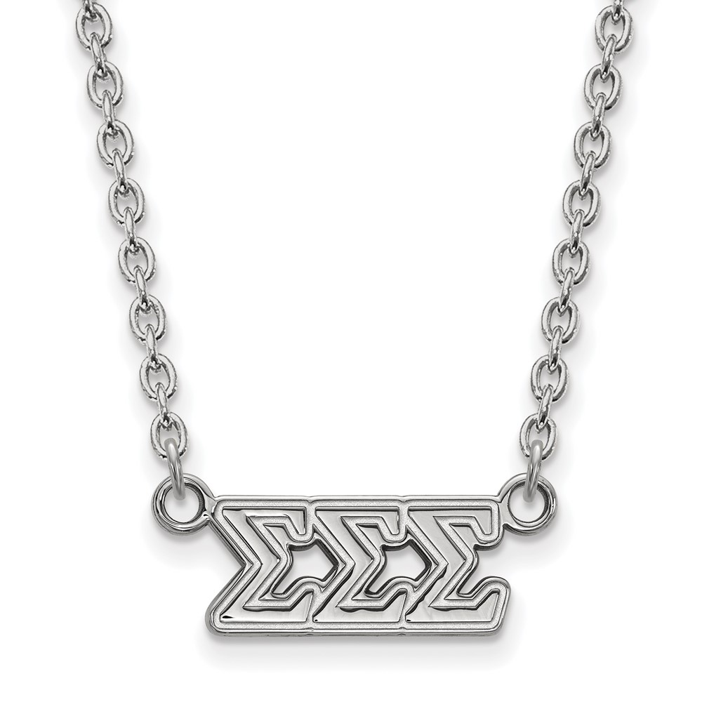 Sterling Silver Rhodium-plated LogoArt Sigma Sigma Sigma Sorority Greek Letters Medium Pendant Necklace, 18"