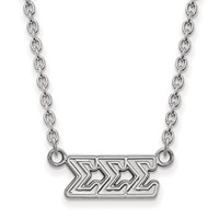 Sterling Silver Rhodium-plated LogoArt Sigma Sigma Sigma Sorority Greek Letters Medium Pendant Necklace, 18" view 1