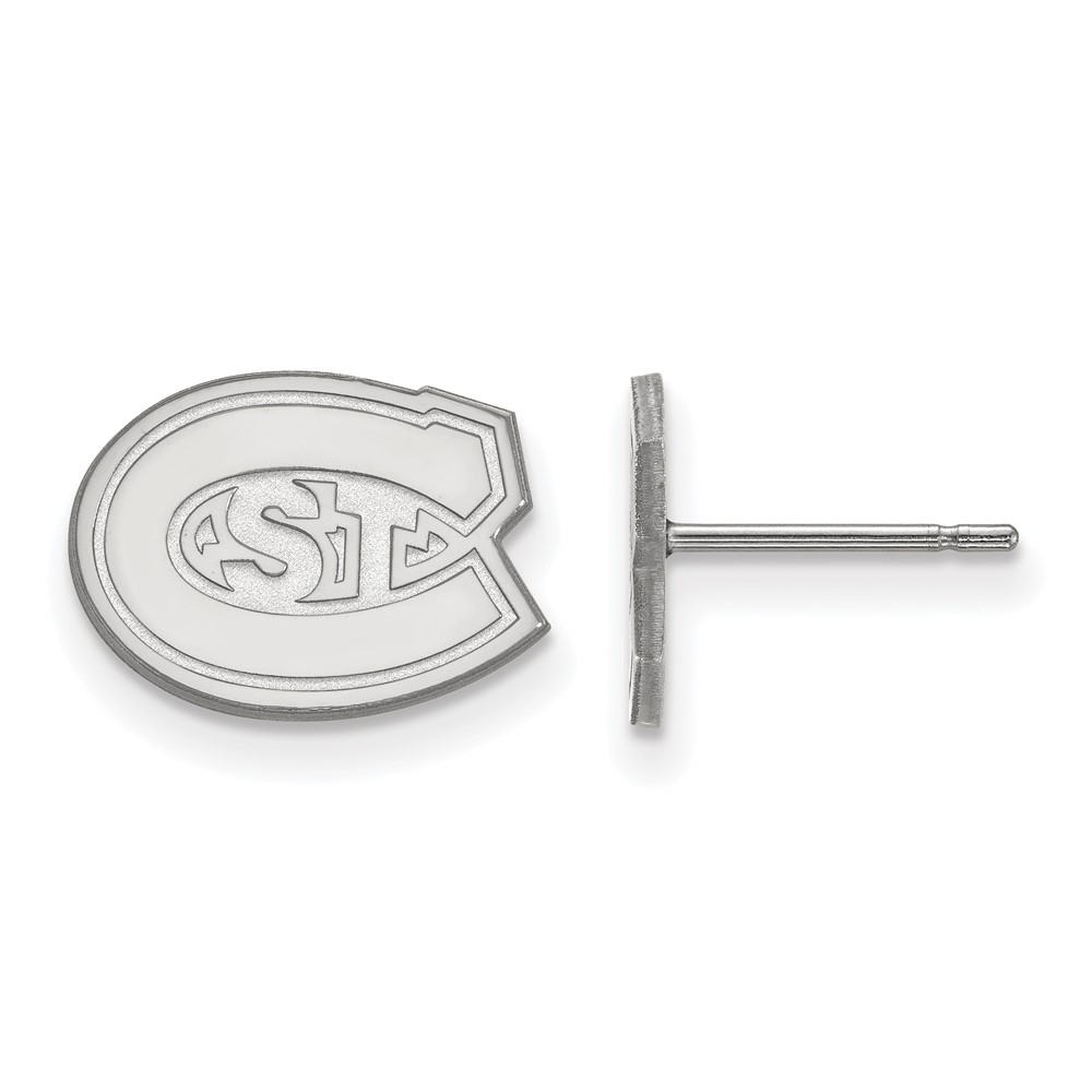 Sterling Silver Rhodium-plated LogoArt St. Cloud State University Extra Small Post Earrings