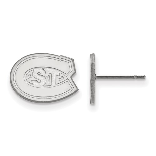Sterling Silver Rhodium-plated LogoArt St. Cloud State University Extra Small Post Earrings