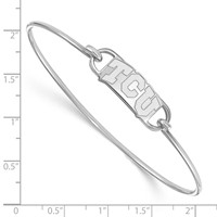 Sterling Silver Rhodium-plated LogoArt Texas Christian University T-c-u Small Center Wire Bangle, 7" view 2